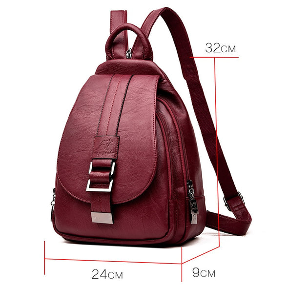 Winter Women Leather Backpacks Shoulder Bag Backpack Travel Backpack  School Bags - Bestgoodshop