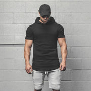 Short-Sleeved Solid Cotton-Made Hooded T-Shirt - Bestgoodshop